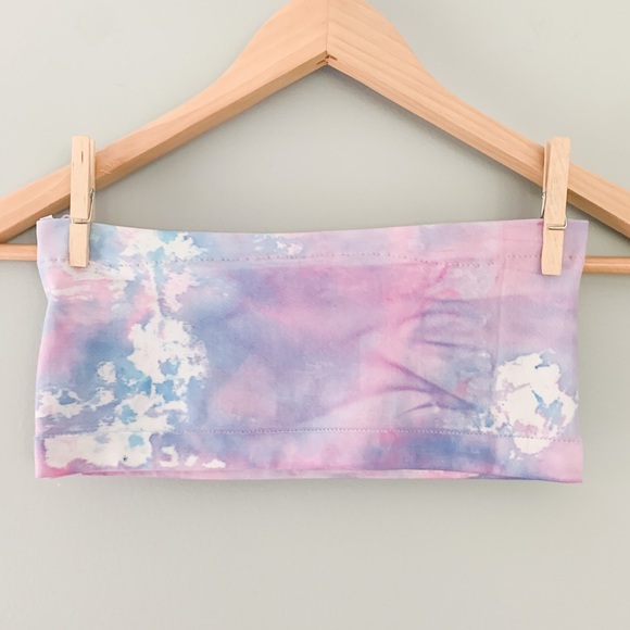 None Tops - Tie Dye Festival Tube crop Top Strapless Small